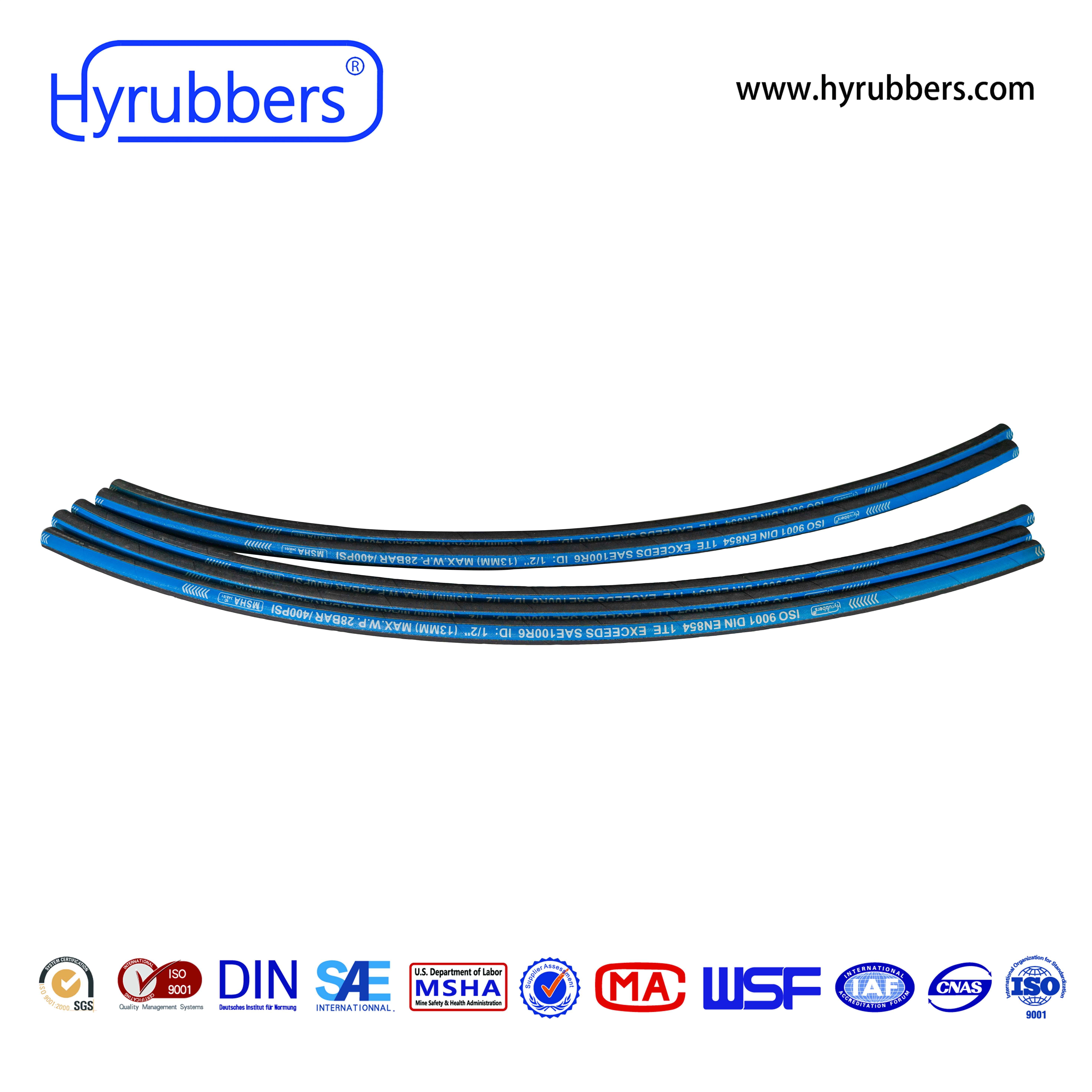 Indpakket dæksel Hydraulikslange R1AT/1SN med et lag ståltråd 250bar
