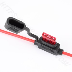 Automotive inline fuse holder,Medium,PVC,BLACK&RED,H3-81 | HINEW