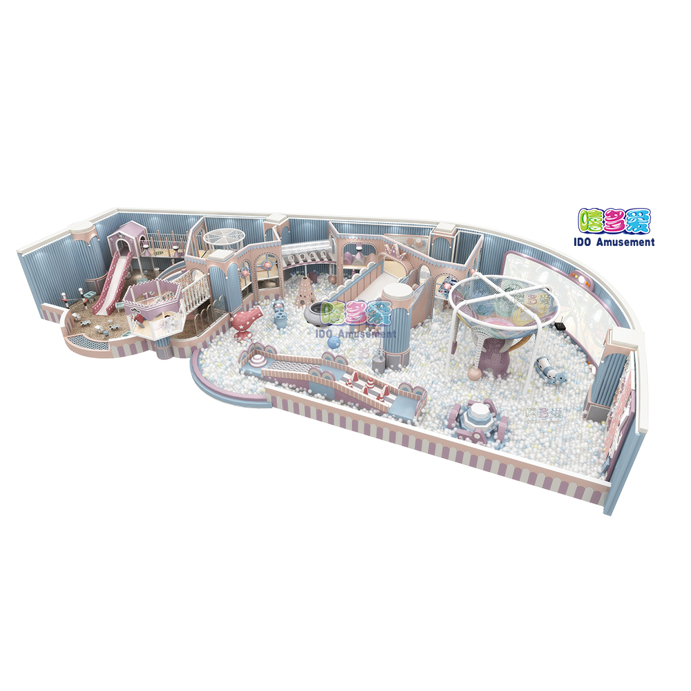 Customized Sweet Candy Theme Indoor Playground with Sand Pool Rainbow Climbing Net Soft Play Equipment Million Ball Pool