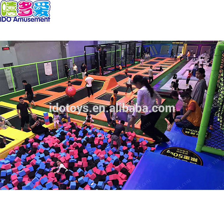 Customized Size Kids Indoor Commercial trampoline Park Uban foam Pit Ug Basketball Hoops