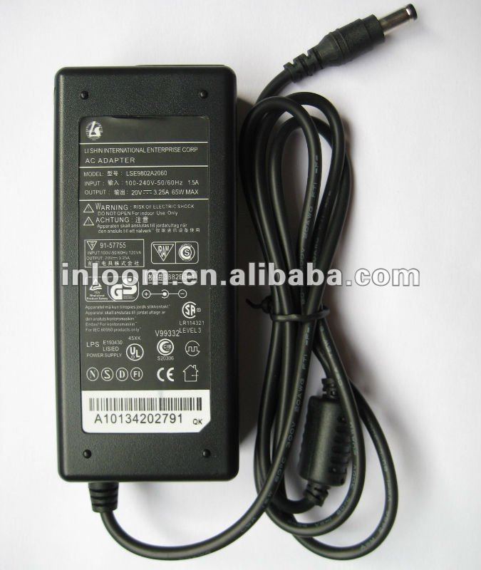 20V 3.25A laptop charger 65W