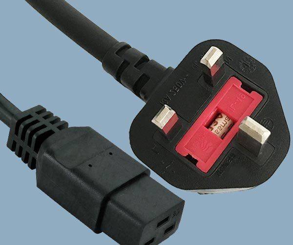 UK BS1363(A) Plug To IEC 60320 C19 UK Power Supply Cord