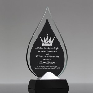 water shape Clear Glass Trophy with metal base-GT821000