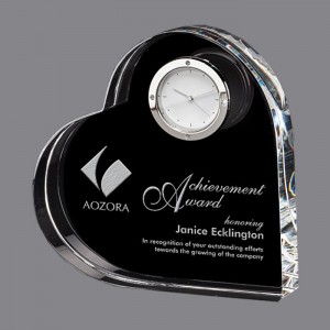 High quality heart shape desk crystal clock for gift，CRY791018