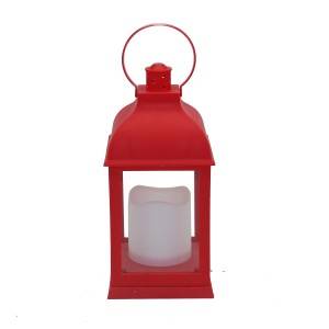 LED Plastic red candle lantern for outdoor battery operated