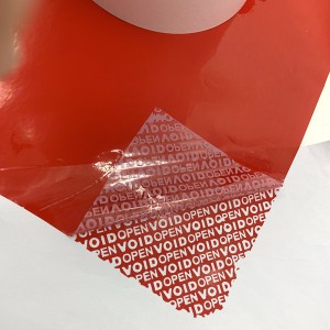 25 Micron Red Iyonke yokuGqithisela Void Label Open Printing Material