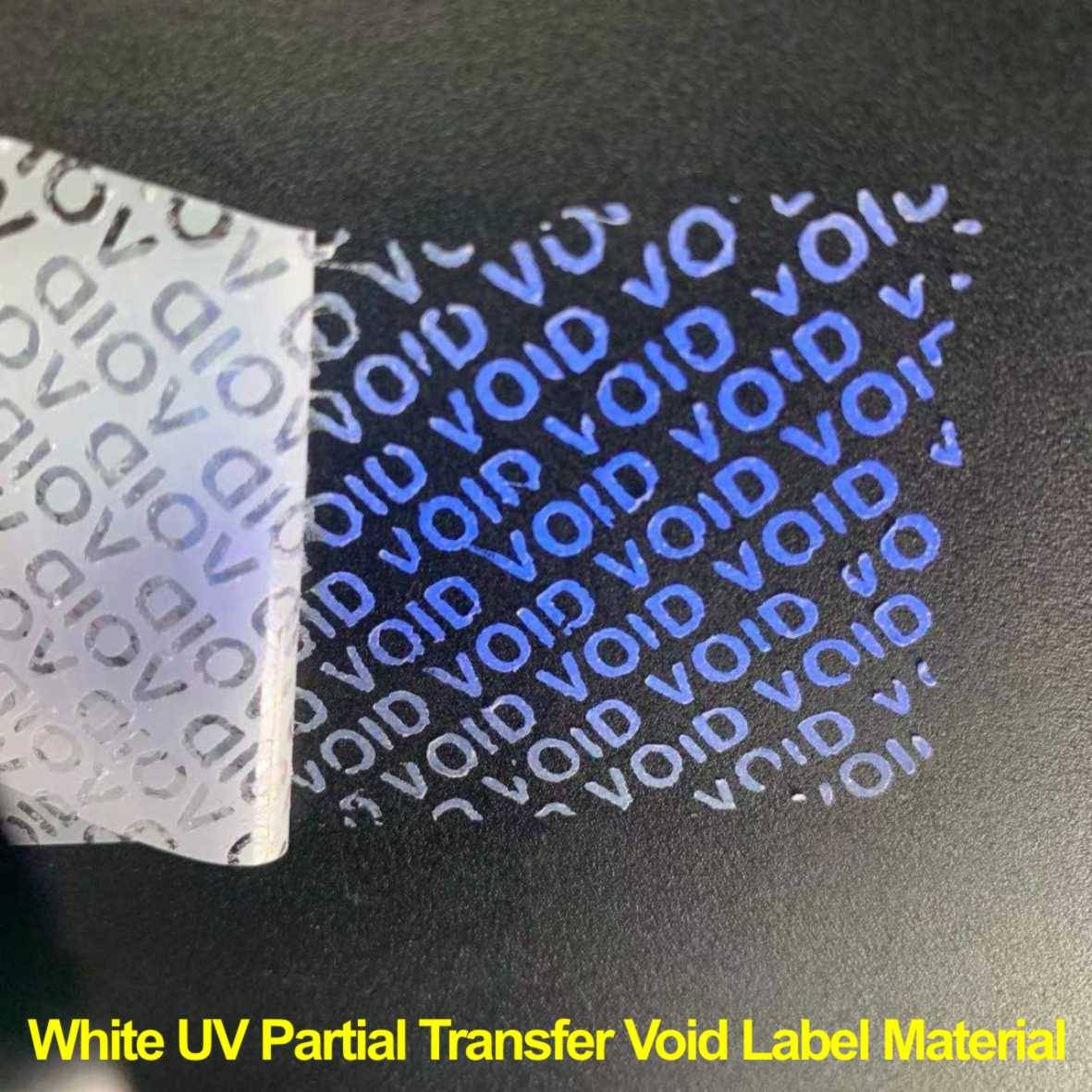 white UV partital transfer void label material 2