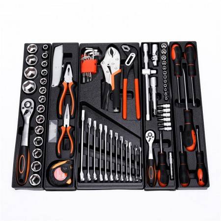 85 pieces of hardware hand tools portable metal folding toolbox household car storage auto repair tools sets
