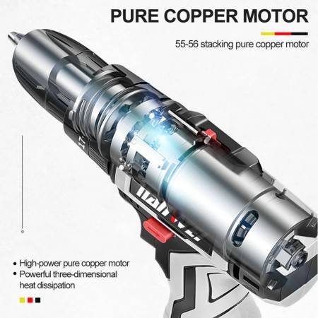 42V Household Electric Drill Wrench Driver Double Speed Cordless Drill Rechargeable Lithium Battery Screwdriver