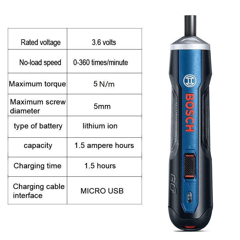 BOSCH GO Mini Electrical Screwdriver 3.6V Rechargeable Cordless Power Drill Set