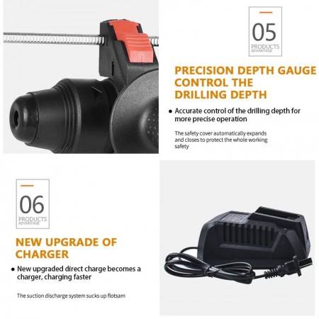 Hot sale product electric hammer drill contain two electric battery and one plastic filling kit