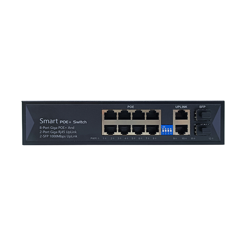 8 10/100/1000TX PoE + 2 100/1000M RJ45 Uplink +2 1000X SFP Slot, With 4 DIP Switch | Smart PoE Switch JHA-P42208BH Featured Image