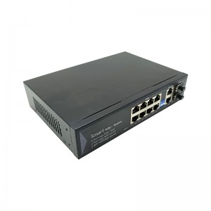 8 10/100/1000TX PoE + 2 100/1000M RJ45 Uplink +2 1000X SFP Slot, With 4 DIP Switch | Smart PoE Switch JHA-P42208BH