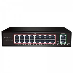 16 Ports 10/100M PoE+2 Uplink Gigabit Ethernet Port,,Smart PoE Switch JHA-P302016CBMZH
