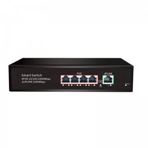 4 Ports 10/100/1000M PoE + 1 Uplink Gigabit Ethernet Port, Smart PoE Switch  JHA-P40204BMH