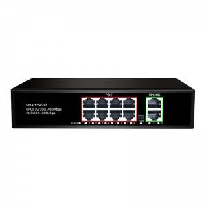 8 Ports 10/100/1000M PoE + 2 Uplink Gigabit Ethernet Port, Smart PoE Switch JHA-P40208BMH