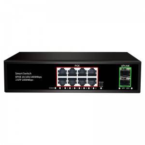 8 Ports 10/100/1000M PoE +2 Gigabit SFP Fiber Port, Smart PoE Switch JHA-P42008BMH