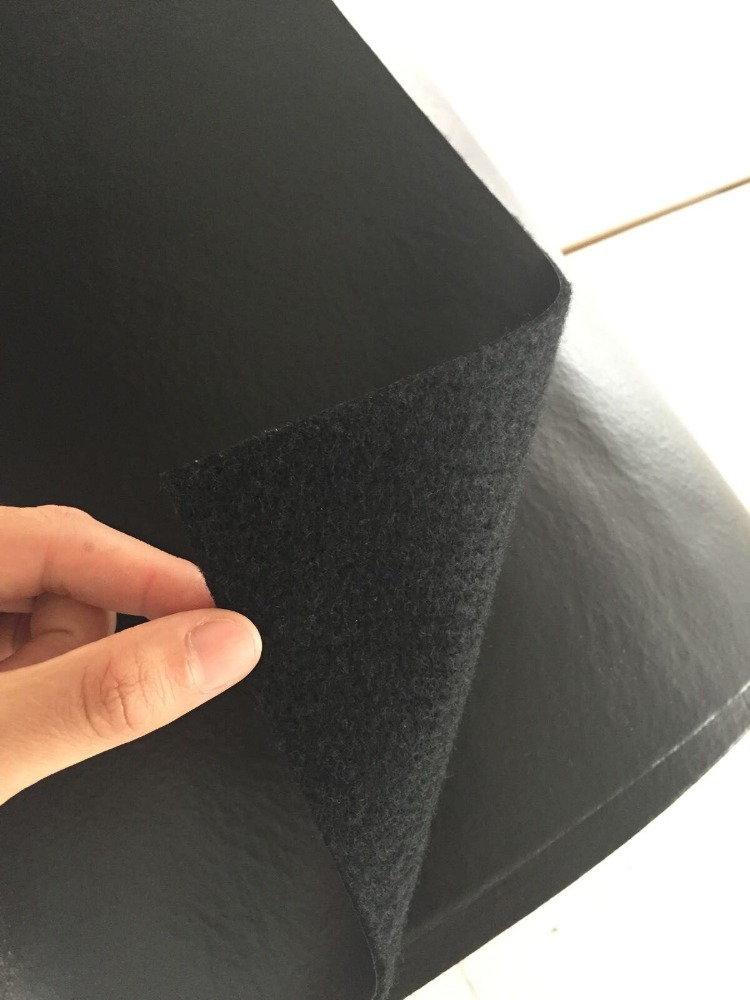 Automotive use of non-woven needled fabric with SBR glue backing