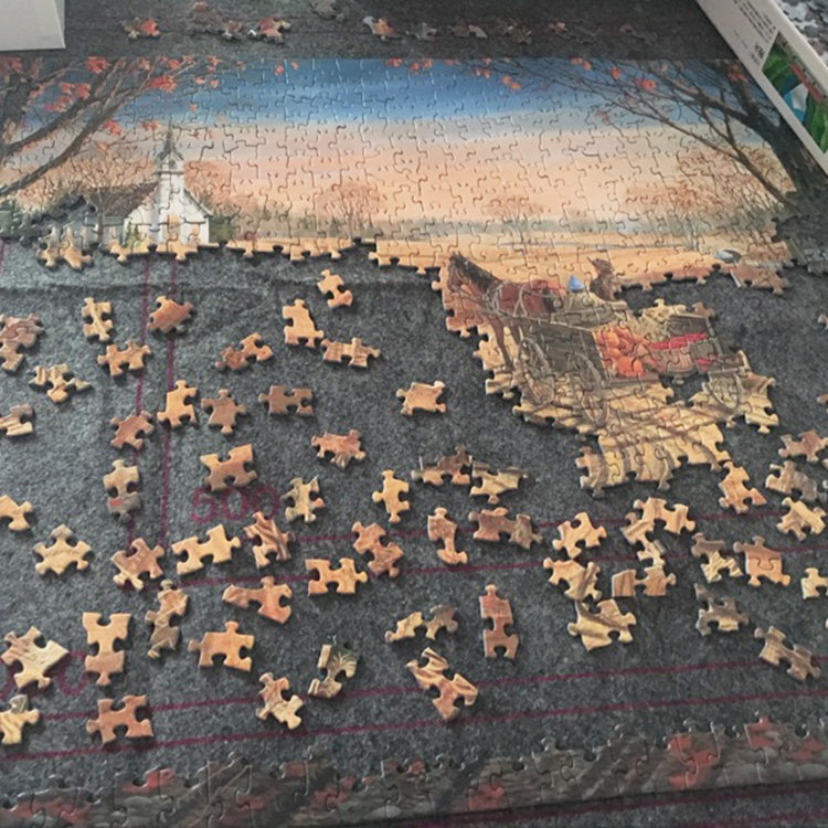 No creases Educational Children non woven felt roll up jigsaw puzzle mat