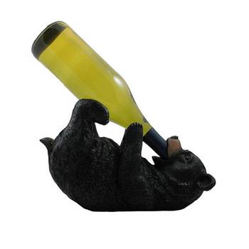 China Customized Resin Wine Holder Black Bear Lovely Cute Wine Glass Holder Creative Resin Figurine Animal Wine Bottle Holder Manufacturer And Factory Joinste