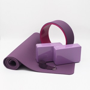 Jointop Custom print logo label gym fitness natural rubber cork yoga mat wheel strap block yoga mat set