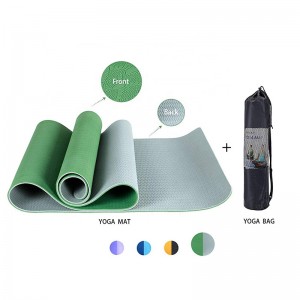 Custom Yoga Mat Non Slip Textured Surface, Reversible Dual Color, Eco Friendly TPE Yoga Mat with Carrying Strap for Yoga,Fitness