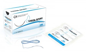Silk braided surgical suture thread with needles