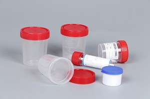 Cap Rede médicos desbotables de plástico estéril 30ml, 40ml, 50ml, 60ml, 80ml, 100ml, 120ml Specimen Recipiente Urina