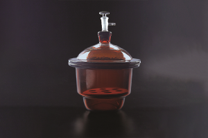 1355 Vacuum Desiccator With Ground-In Stopcock And Porcelain Plate Amber Glass