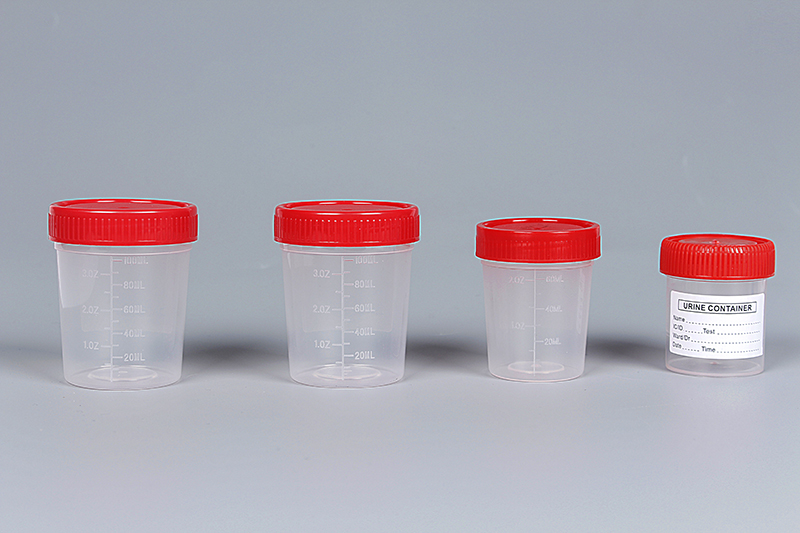 Transparent Medicine Cup -
 Medical Disposable Plastic Red Cap Sterile 30ml,40ml,50ml,60ml,80ml,100ml,120ml Specimen Urine Container – Huida
