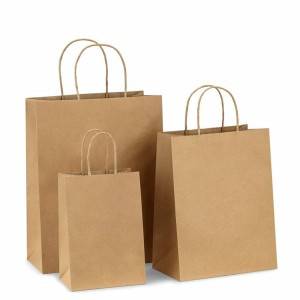 Brown color Kraft paper shopping bag with high quality craft paper