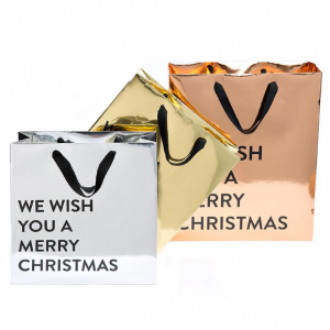 2022 nuovissimo sacchetto di carta metallico per buon Natale