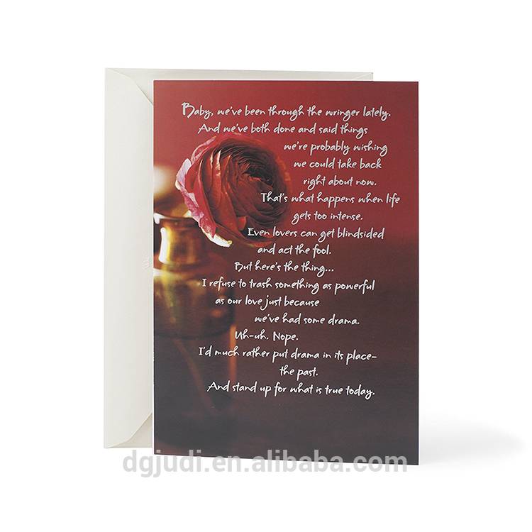 Factory Free sample Plastic Lined Kraft Paper Bag -
 Rose Handmade Greeting Card for Birthday, Wedding, Thanksgiving – JD Industrial