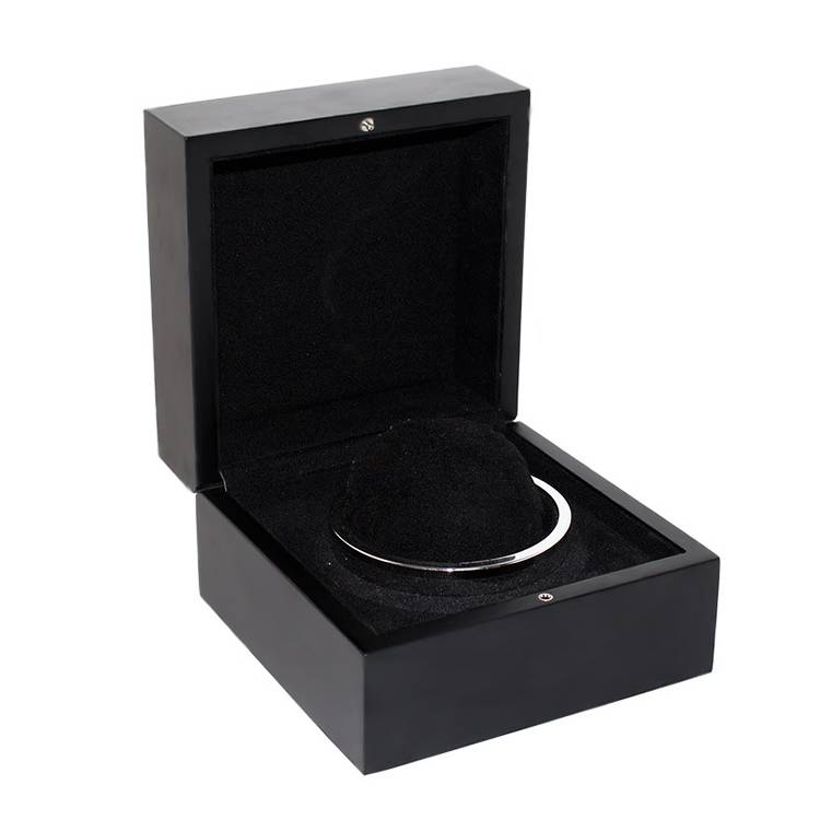 Πολυτελή ξύλινα προσαρμοσμένο λογότυπο μαύρο μαγνητικό ξύλο κλείσιμο κουτί ρολόι