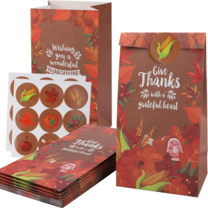 Thanksgiving Paper Gift Bags With Stickers