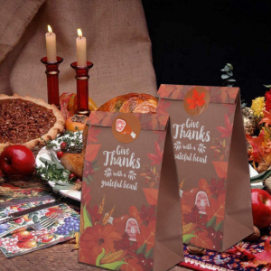 Thanksgiving Paper Gift Bags With Stickers