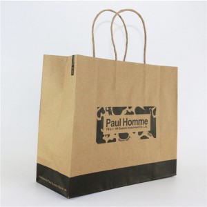 Manufacturing Companies for Promotional Custom Logo Take Away Brown Kraft Paper Shopping Gift Bag With Handle