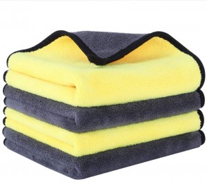 Microfiber dual layers coral fleece towel