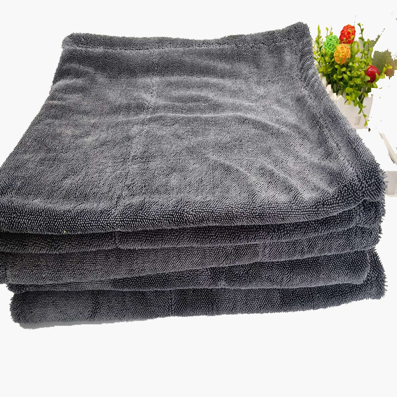 Short Lead Time for Rolled Yarn Dyed Striped Beach Towel - Absorbent Thick Scratch Free 20″x30″ 1400gsm Gray Two Side Twist Edgeless Microfiber Car Drying Towel For Auto Detailing Wash...