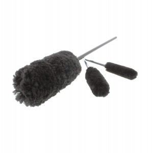 Extended Reach Handle Wheel Wool Brush Kit for Car Internal & External，Black
