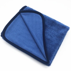 Single Twisted Loop Drying Towel Gray Color Microfiber Car Drying Cloth-B