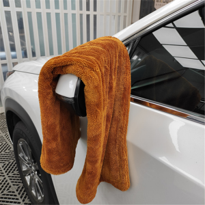 Brown Color Double Sides Twisted Loop Cloth Microfiber Drying Towel