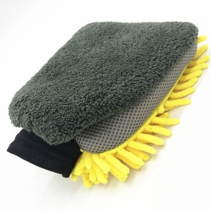 Ultra Soft Coral Fleece Chenille Wash Mitt Car Cleaning USing