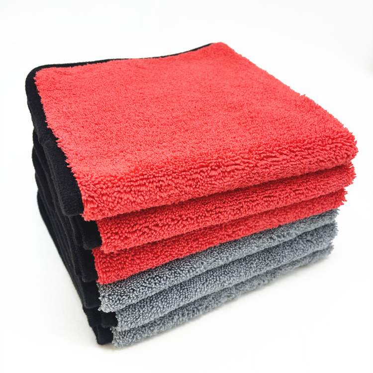 Black Border Edge Microfiber Long Short Piles Towel Car Detailing Cloth-B Featured Image