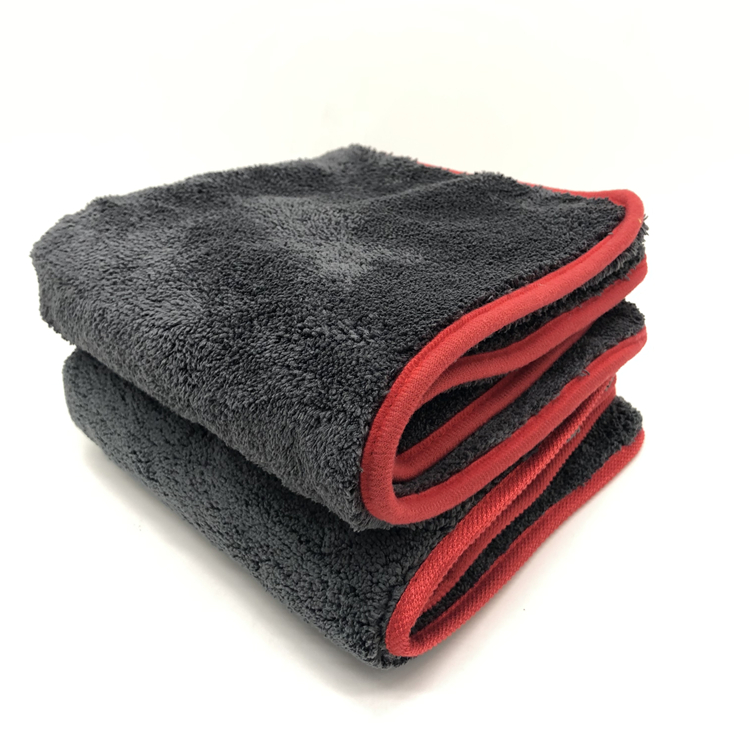 Red Border Edge Microfiber Coral Fleece Towel for Car Detailing Featured Image