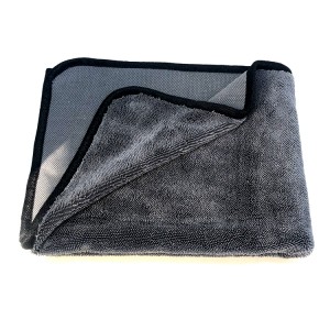 Single Twisted Loop Drying Towel Gray Color Microfiber Car Drying Cloth