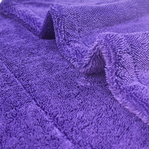 Quickly Dry Purple Color Microfiber Twisted Loop Towel Car Drying Cloth