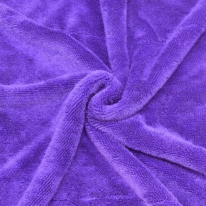 Quickly Dry Purple Color Microfiber Twisted Loop Towel Car Drying Cloth