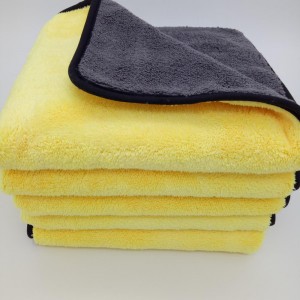 Hot selling products two side different color coral fleece towel car drying towel-E