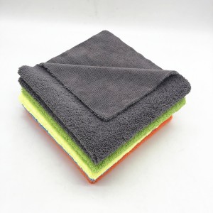 Soft Microfiber High Low Piles Towel Two Faces Microfiber Car Polishing Towel